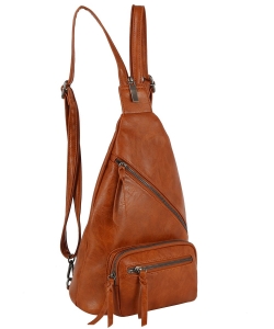 Fashion Convertible Sling Bag Backpack JNM-0112 BROWN